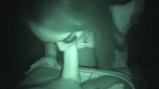 Bitch Swallows Sperm In Parking Lot At Night