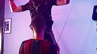 Suck and multiple orgasm in suspension for sportswear guy