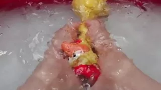 Playing in the water with my feet