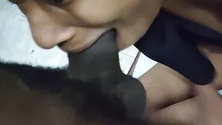 Swallowing the big cock