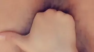 Hairy woman masturbates