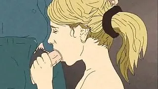 Blowjob with cum on face and mouth! Porn cartoon