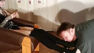 Boot & sweaty sock sniffing foot slave, HD