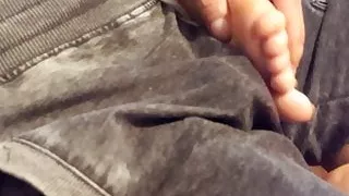 gf rubs sexy feet, soles and toes on my cock – footjob