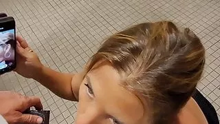 Public restroom blowjob