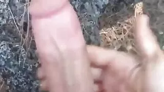 Huge Kurdish cock unloads outside