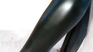 hot babe in her sexy black latex