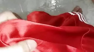 Cumming in satin shiny boxer