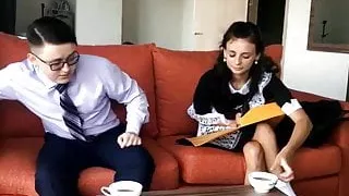 Skolegutt knullet ung jente etter skolen - jomfru forste ana