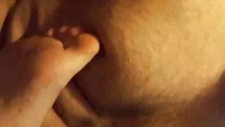 wife gives me nipple play with her sexy feet and toes