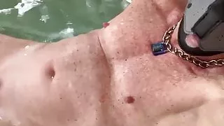 Cumless muscle sub locked in chastity