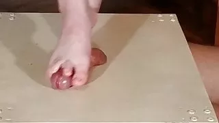 Dominatrix bare feet cock stomping & footjob with huge cumshot pt2