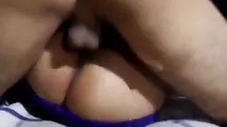 Hottie in fishnets fucked by a toy and her lover's cock