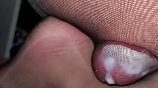 Grinding my dick in black pantyhose