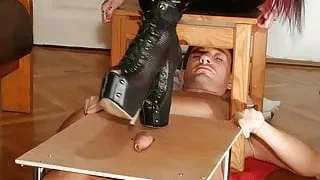 Domina cock stomping slave in stunning high heels pt1