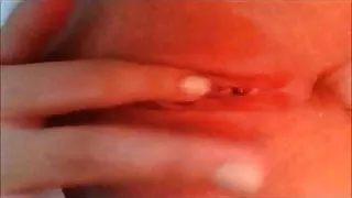 Fingering my 18 year old schoolgirl pussy on my bed