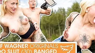 HarleenVan rides on his dick on the grass! WolfWagner.com