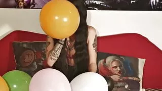 Baloon blowing & popping by teen girl pt1