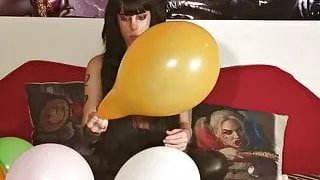 Balloon blowing & popping by teen girl pt2