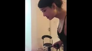 Asian Ladyboy dominatrix and a small cock slave make him cum