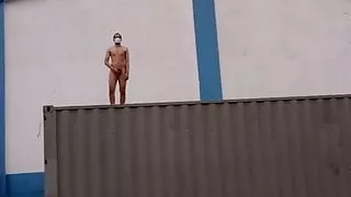 Naked on the cargo container