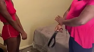 Ebony girl gets a hard spanking for not making her bed