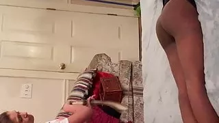 White girl gives black girl a belt spanking for not listening