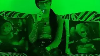 Sexy teen domina super goth smoking behind the scene pt1
