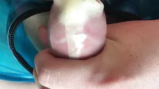 Cumming in LATEX pants close up cumplay at the end