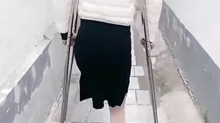 amputee girl on crutches
