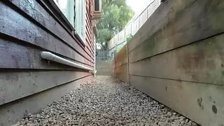 Japanese baby masturbating in neighborhood yard