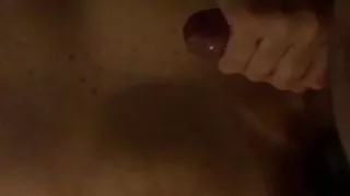 Cumshot in slowmotion on big amateur tits