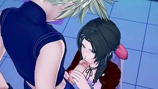 Cloud fucks Aerith in a hotel room. Final Fantasy 7 Hentai.