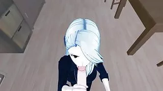 Sae Niijima POV plays with your cock then swallows your cum.