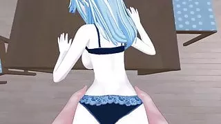 POV fucking Sae Niijima on a table. Persona 4 Hentai.