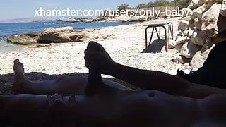 Strand, Schwuler Sex, Griechischer Sex, Masturbation, Sex im Freien, Mager