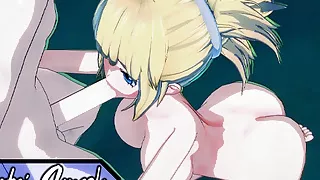 Kohaku gives a blowjob and gets a facial - Dr Stone Hentai.