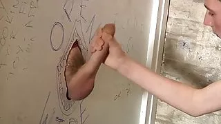 Skinny twink Scott Williams glory hole cock swallowing