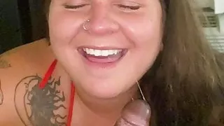 Cute BBW inhaling this dick :)