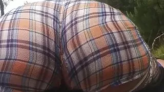 Huge bubble butt sissy tease outside