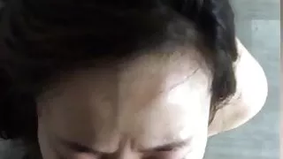 Asian gf infornt of bf.. She sucks after finishing fingering