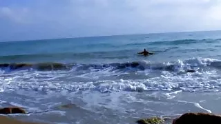 Blonde Latina fucked in the ass at the beach by stranded guy