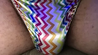 Satin Rainbow Sissy Thong Jerk & Cum