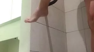 Naked Riding a Big Black Dildo