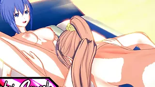 Kaede Sakura and Natsuru Senou have lesbian sex on the beach