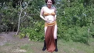 Princess Leia cosplay in the garden