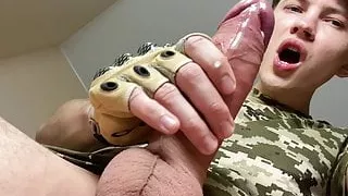 Straight Military Jock Jerking his Big Dick (23 Cm)