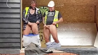 construction workers having a piss