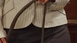 Submissive Lesbian Slave On Her Knees Licking Pussy