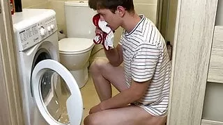 Young guy steals underwear sniffs  jerks off  cums